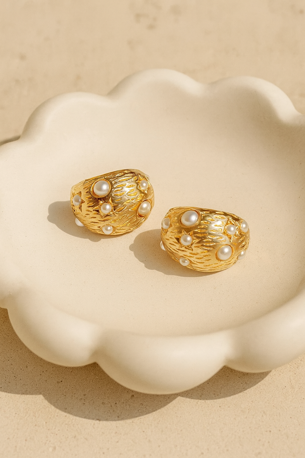Orbs 24K Gold Plated Pearl Hoop Earrings - Elegant Gold Hoops for Women, 304 Stainless Steel, Classic Statement Earrings
