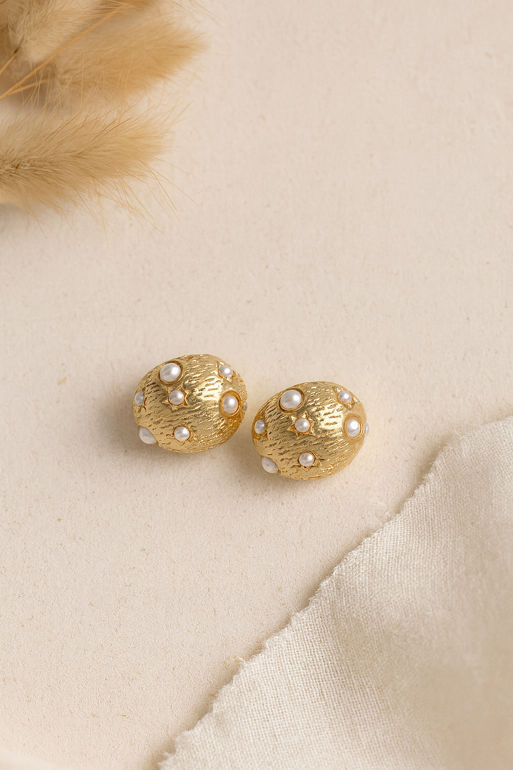 Orbs 24K Gold Plated Pearl Hoop Earrings - Elegant Gold Hoops for Women, 304 Stainless Steel, Classic Statement Earrings