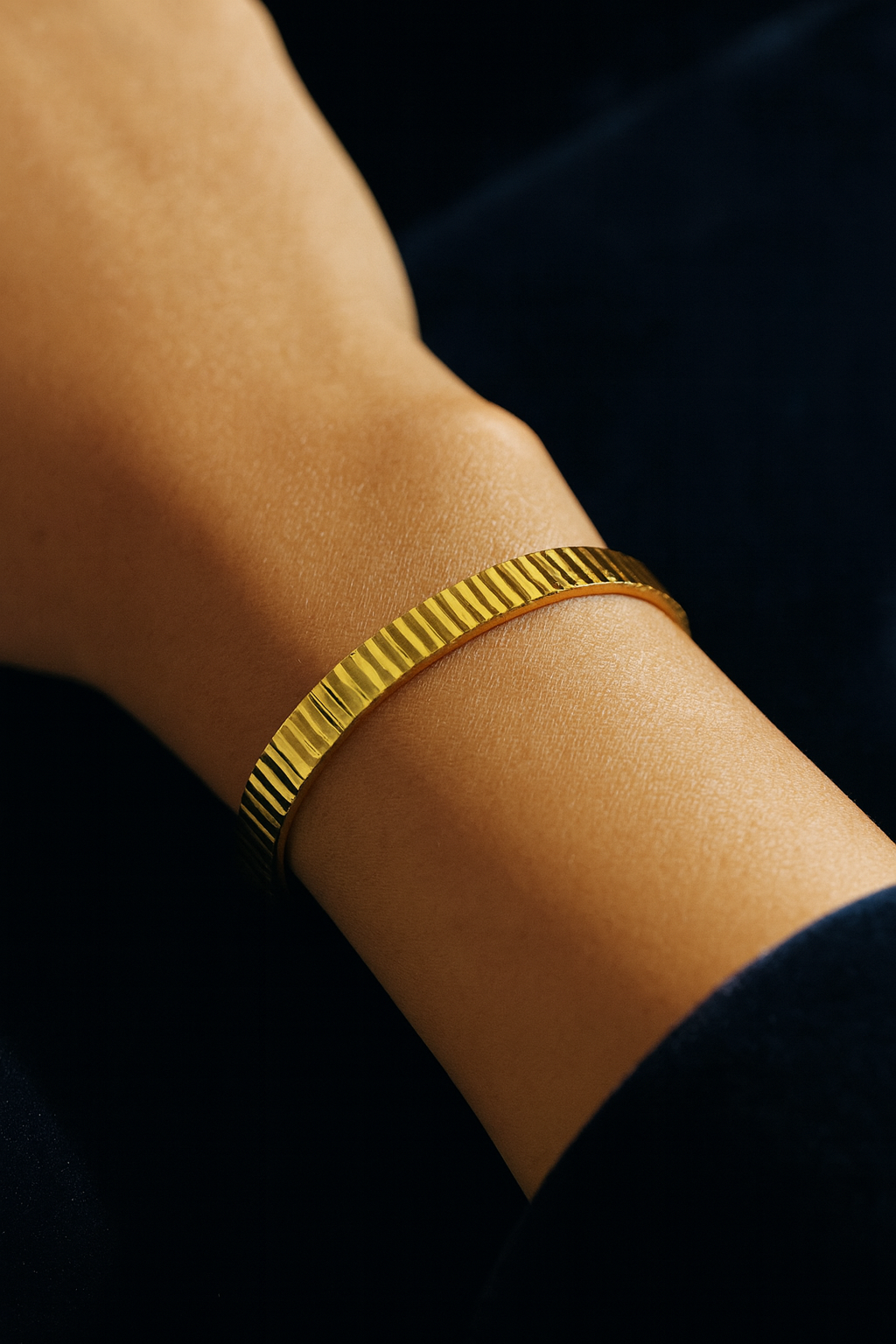 Prisma 24K Gold Plated Bangle Bracelet – Elegant Brass Statement Gold Bangle for Women