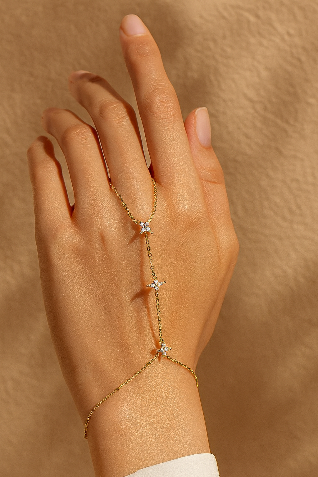 Stella 925 Sterling Silver Hand Bracelet Chain – Elegant Gold Zircon Hand Chain Jewelry for Women