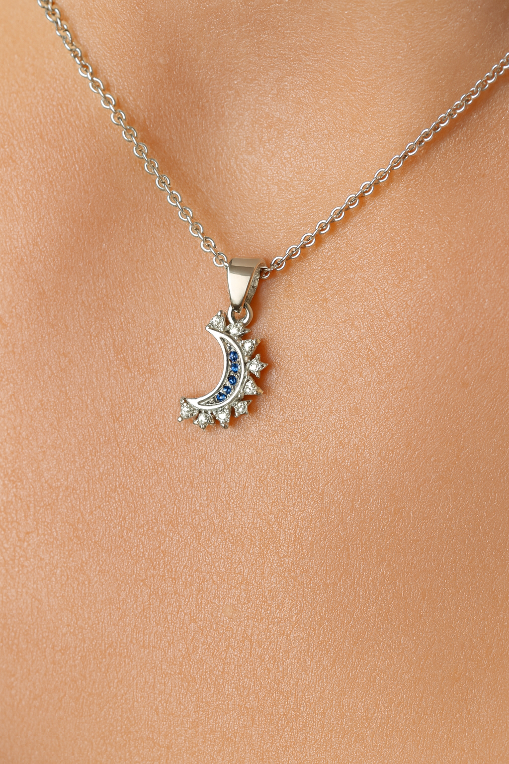 Lustra Luna 925 Sterling Silver Necklace – Gold & Silver Pendant with 18K Gold Plating, Elegant Sterling Silver Jewelry