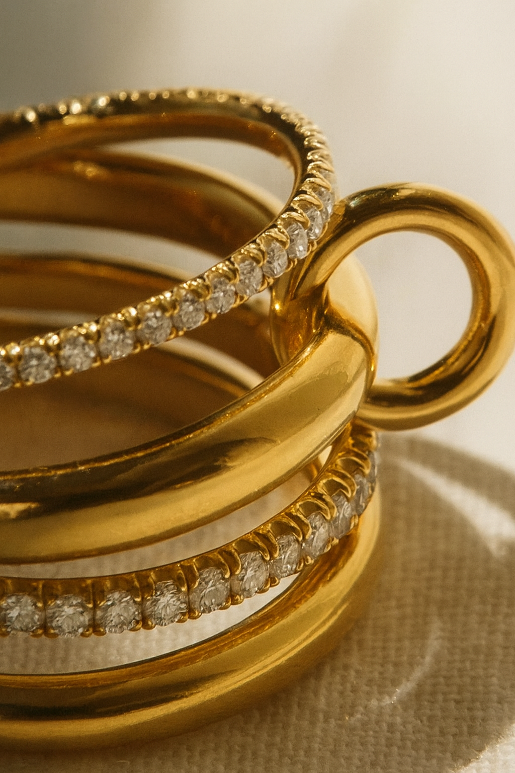 Zeraphine Stackable Layer 925 Sterling Silver Ring – Gold & Platinum Plated Layered Stackable Band for Women
