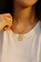 Zodiac Celestia Slabs 18K Gold Plated Pendant – Durable Titanium Steel Astrological Necklace