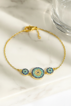 Trio Evil Eye 925 Sterling Silver Bracelet – Elegant Gold & Silver Protective Bracelet for Women