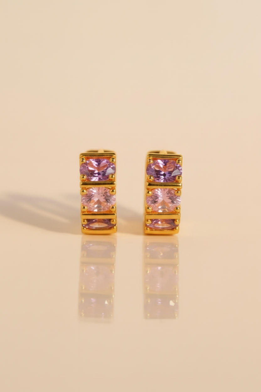 Blush Luxe 24K Gold Plated Zircon Earrings - Elegant Gold Zircon Jewelry for Women, Premium Brass Earrings