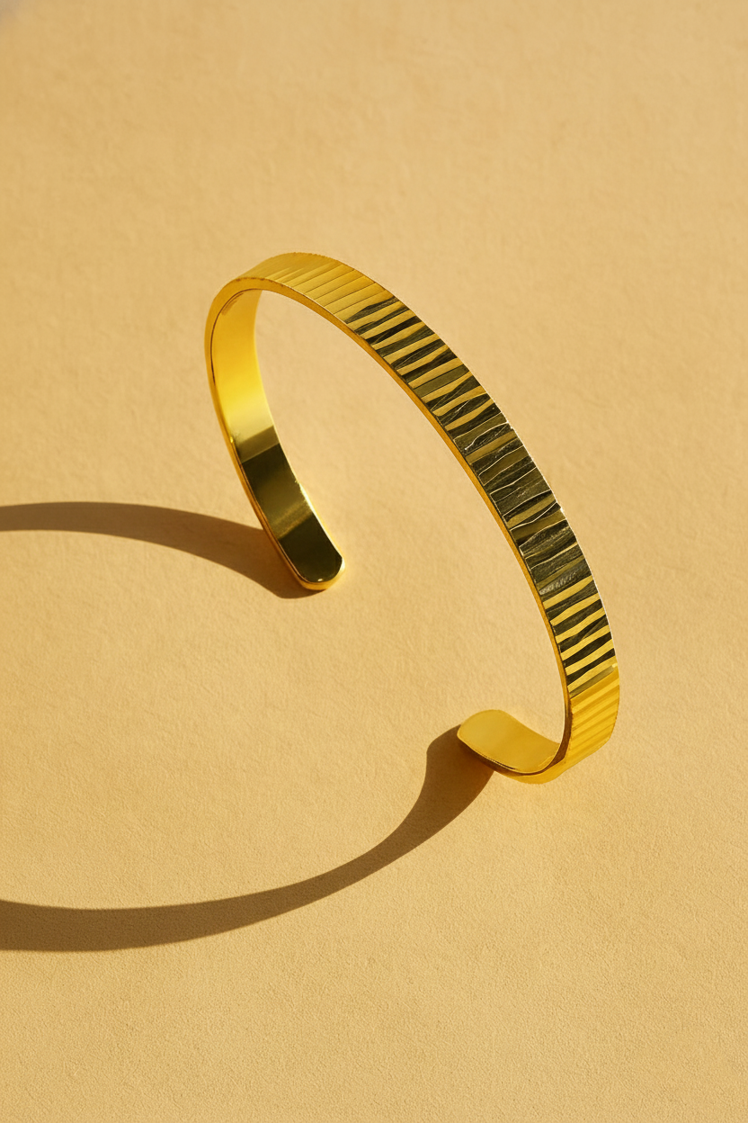 Prisma 24K Gold Plated Bangle Bracelet – Elegant Brass Statement Gold Bangle for Women