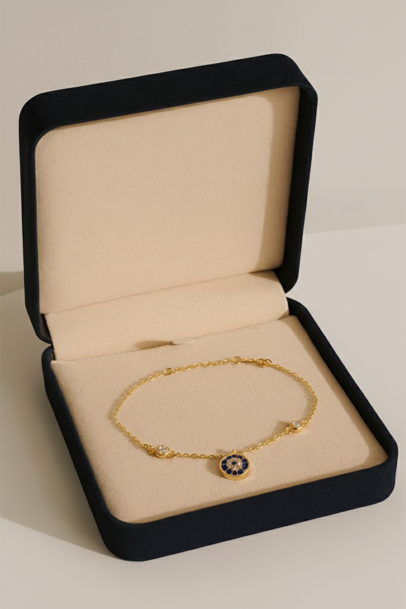 Celestia Evil Eye 925 Sterling Silver Bracelet – Elegant Gold & Silver Protective Bracelet for Women