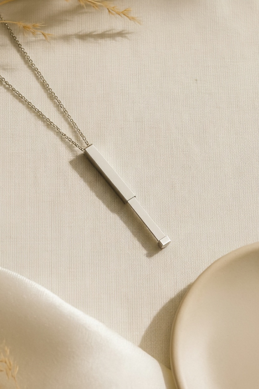 Personalized Monarque Slide Bar 18K Gold Plated Necklace – Elegant 304 Stainless Steel Gold Pendant Jewelry