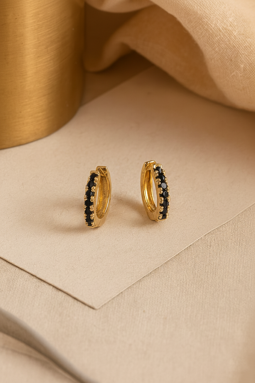 Ornara 18K Gold Plated Zircon Hoop Earrings - Dainty Zircon Hoops for Women, Elegant Gold Plated Copper Earrings