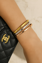 Glint Rhinestone 18K Gold Plated Bangle Bracelet – Titanium Steel, Waterproof, Anti-Tarnish Elegant Jewelry for Women