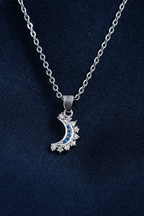 Lustra Luna 925 Sterling Silver Necklace – Gold & Silver Pendant with 18K Gold Plating, Elegant Sterling Silver Jewelry