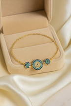 Trio Evil Eye 925 Sterling Silver Bracelet – Elegant Gold & Silver Protective Bracelet for Women