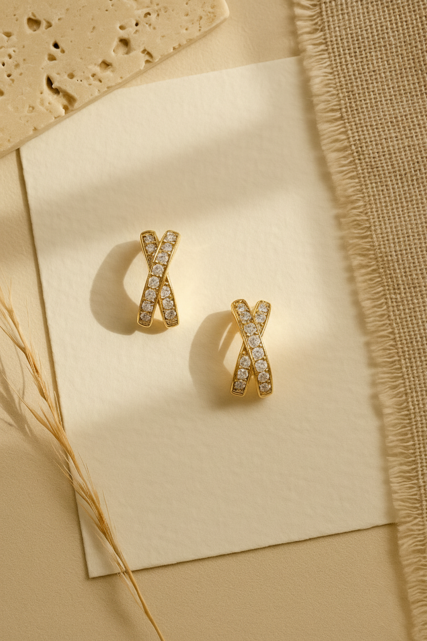 Auri-X 925 Sterling Silver Real 18K Gold Plated Zircon Hoop Earrings -  Gold & White Gold Elegant Hoops for Women