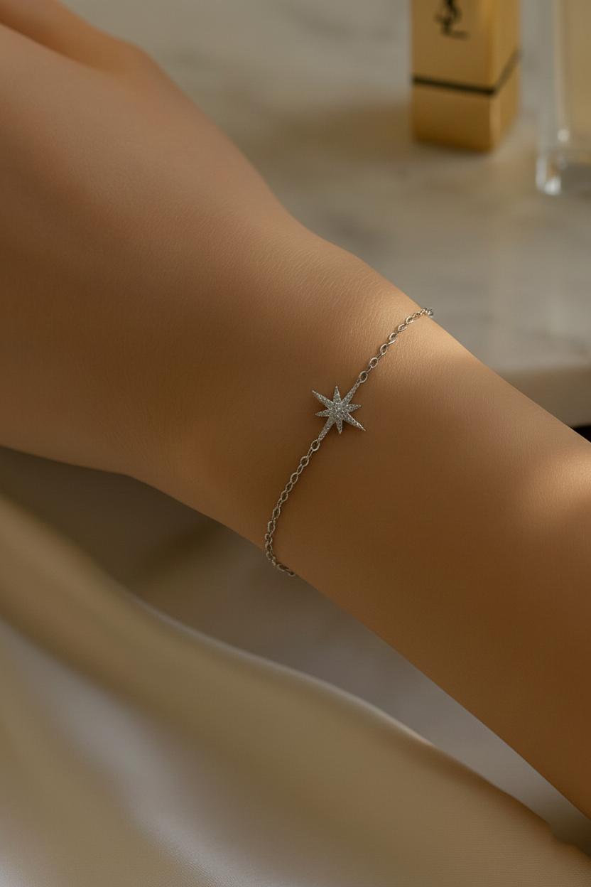 Astral Spark 925 Sterling Silver Bracelet – Elegant Gold & White Gold Sterling Silver Bracelet for Women