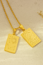 Zodiac Celestia Slabs 18K Gold Plated Pendant – Durable Titanium Steel Astrological Necklace