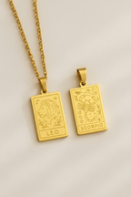 Zodiac Celestia Slabs 18K Gold Plated Pendant – Durable Titanium Steel Astrological Necklace