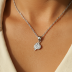 Lustra Sol 925 Sterling Silver Necklace – Gold & Silver Pendant with 18K Gold Plating, Elegant Sterling Silver Jewelry