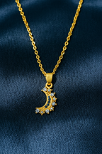 Lustra Luna 925 Sterling Silver Necklace – Gold & Silver Pendant with 18K Gold Plating, Elegant Sterling Silver Jewelry