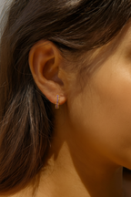 Ornara 18K Gold Plated Zircon Hoop Earrings - Dainty Zircon Hoops for Women, Elegant Gold Plated Copper Earrings