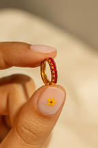 Ornara 18K Gold Plated Zircon Hoop Earrings - Dainty Zircon Hoops for Women, Elegant Gold Plated Copper Earrings