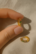 Ornara 18K Gold Plated Zircon Hoop Earrings - Dainty Zircon Hoops for Women, Elegant Gold Plated Copper Earrings