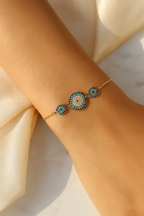 Trio Evil Eye 925 Sterling Silver Bracelet – Elegant Gold & Silver Protective Bracelet for Women