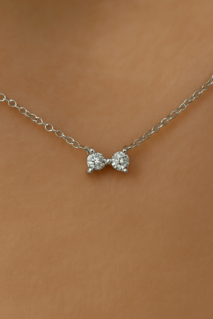 Chérie Bow 925 Sterling Silver Pendant – Elegant Bow Knot Necklace, Waterproof, Anti-Tarnish Jewelry for Women