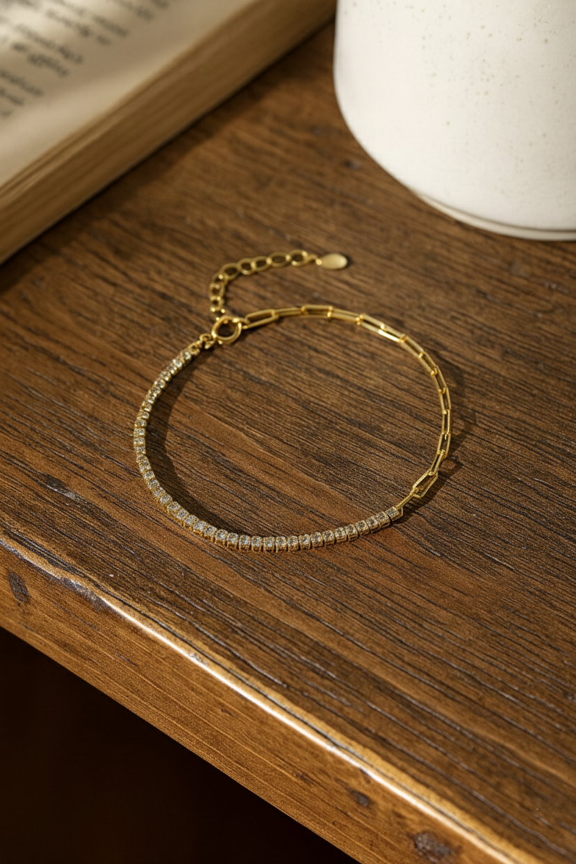 Duo Luxe 925 Sterling Silver Bracelet – Elegant Gold Plated Sterling Silver Bracelet for Women