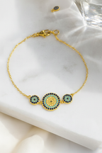 Trio Evil Eye 925 Sterling Silver Bracelet – Elegant Gold & Silver Protective Bracelet for Women