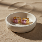 Blush Luxe 24K Gold Plated Zircon Earrings - Elegant Gold Zircon Jewelry for Women, Premium Brass Earrings