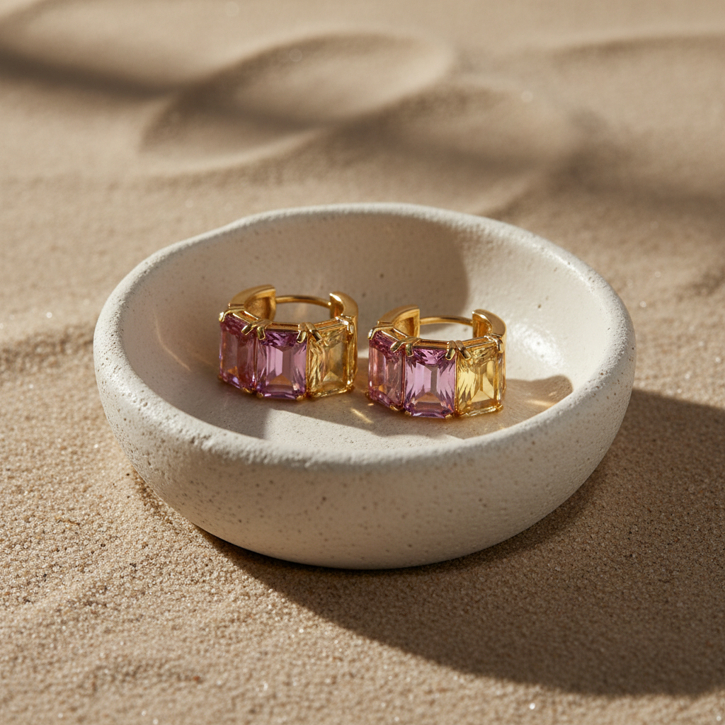 Blush Luxe 24K Gold Plated Zircon Earrings - Elegant Gold Zircon Jewelry for Women, Premium Brass Earrings