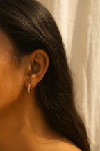 Ornara 18K Gold Plated Zircon Hoop Earrings - Dainty Zircon Hoops for Women, Elegant Gold Plated Copper Earrings