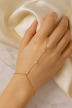 Stella 925 Sterling Silver Hand Bracelet Chain – Elegant Gold Zircon Hand Chain Jewelry for Women