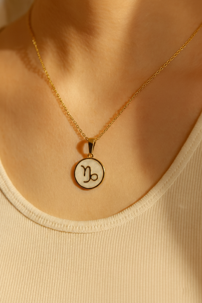 Lux Zodiac Inspired 18K Gold Plated Necklace – 304 Stainless Steel, Waterproof, Anti-Tarnish Astrological Pendant Jewelry