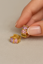 Blush Luxe 24K Gold Plated Zircon Earrings - Elegant Gold Zircon Jewelry for Women, Premium Brass Earrings