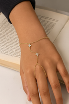 Stella 925 Sterling Silver Hand Bracelet Chain – Elegant Gold Zircon Hand Chain Jewelry for Women