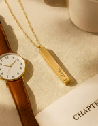 Personalized Monarque Slide Bar 18K Gold Plated Necklace – Elegant 304 Stainless Steel Gold Pendant Jewelry