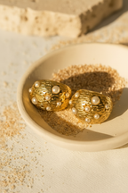 Orbs 24K Gold Plated Pearl Hoop Earrings - Elegant Gold Hoops for Women, 304 Stainless Steel, Classic Statement Earrings