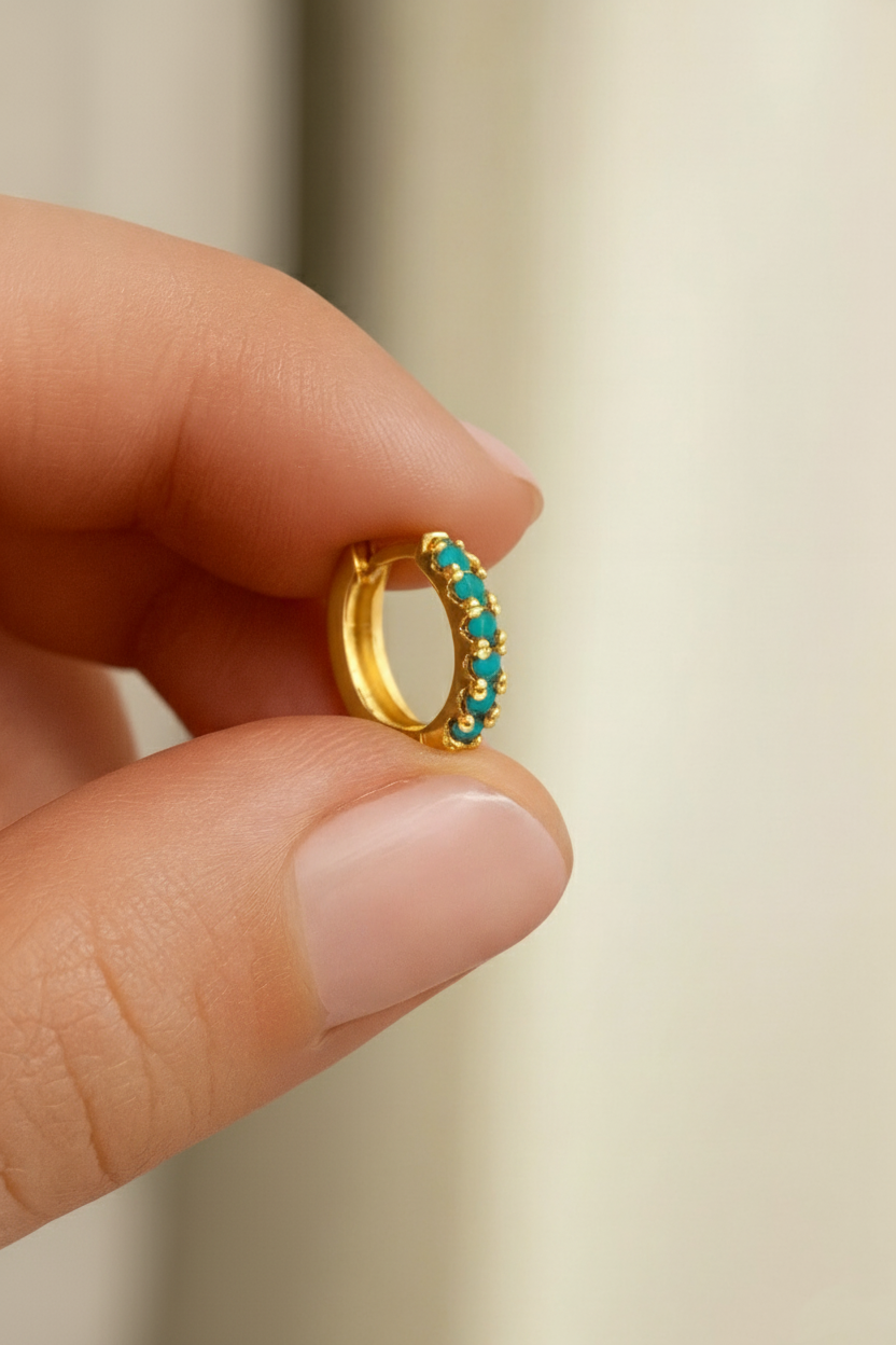 Ornara 18K Gold Plated Zircon Hoop Earrings - Dainty Zircon Hoops for Women, Elegant Gold Plated Copper Earrings