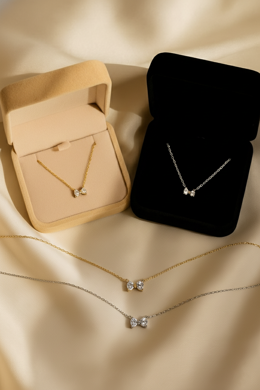 Chérie Bow 925 Sterling Silver Pendant – Elegant Bow Knot Necklace, Waterproof, Anti-Tarnish Jewelry for Women