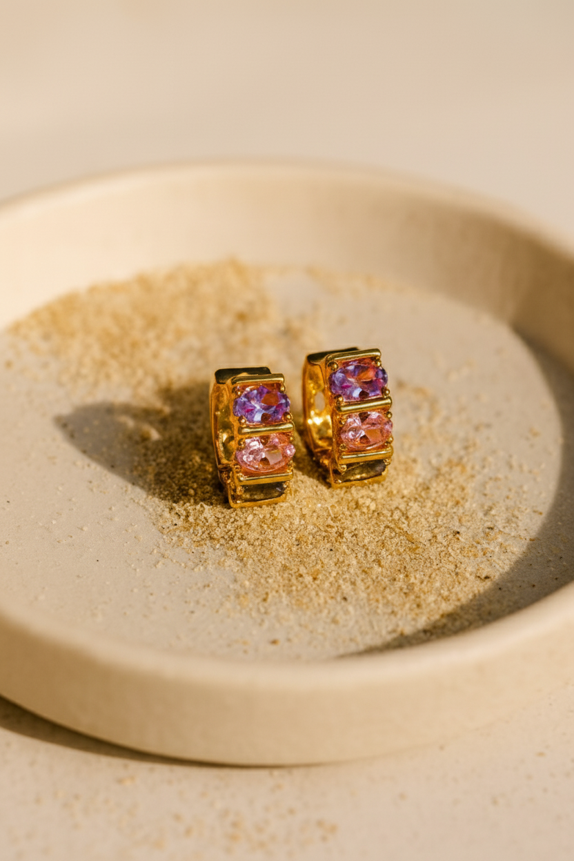 Blush Luxe 24K Gold Plated Zircon Earrings - Elegant Gold Zircon Jewelry for Women, Premium Brass Earrings