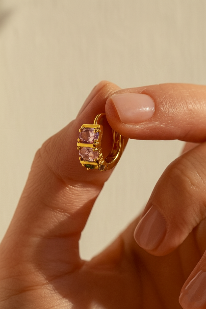 Blush Luxe 24K Gold Plated Zircon Earrings - Elegant Gold Zircon Jewelry for Women, Premium Brass Earrings