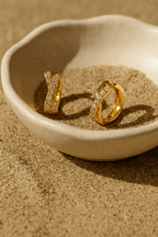 Auri-X 925 Sterling Silver Real 18K Gold Plated Zircon Hoop Earrings -  Gold & White Gold Elegant Hoops for Women