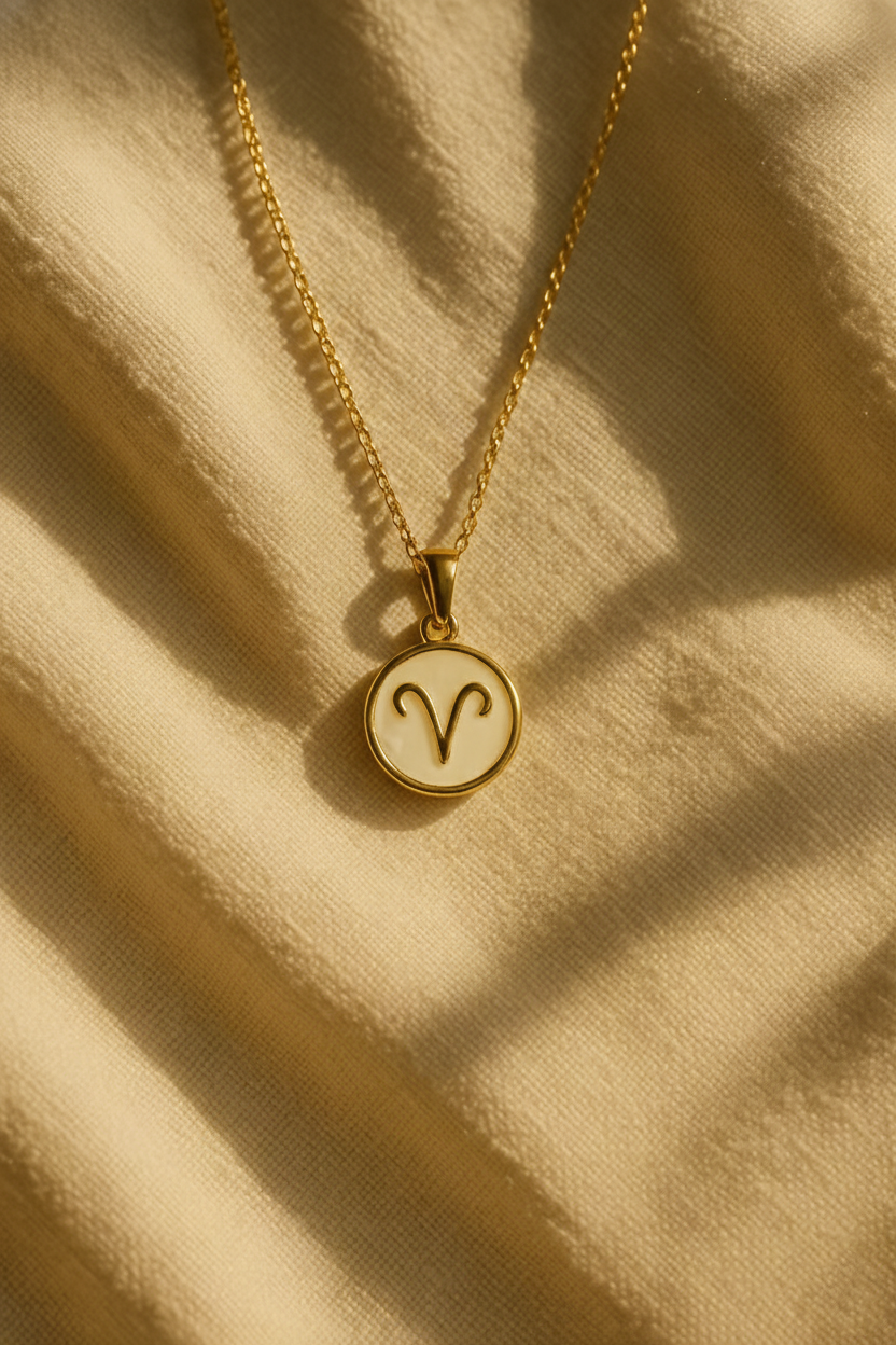 Lux Zodiac Inspired 18K Gold Plated Necklace – 304 Stainless Steel, Waterproof, Anti-Tarnish Astrological Pendant Jewelry