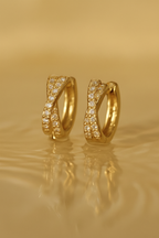 Auri-X 925 Sterling Silver Real 18K Gold Plated Zircon Hoop Earrings -  Gold & White Gold Elegant Hoops for Women