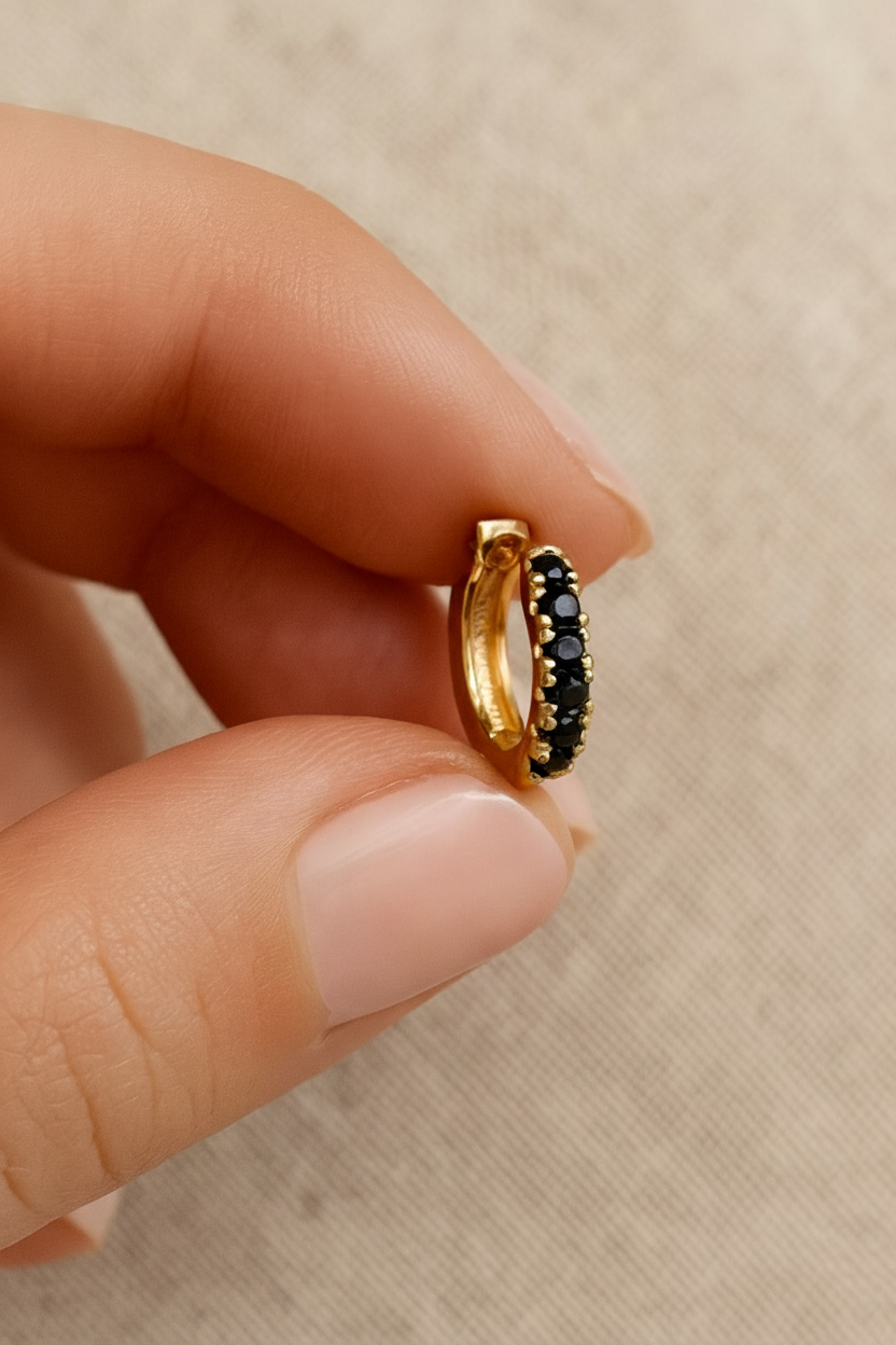 Ornara 18K Gold Plated Zircon Hoop Earrings - Dainty Zircon Hoops for Women, Elegant Gold Plated Copper Earrings