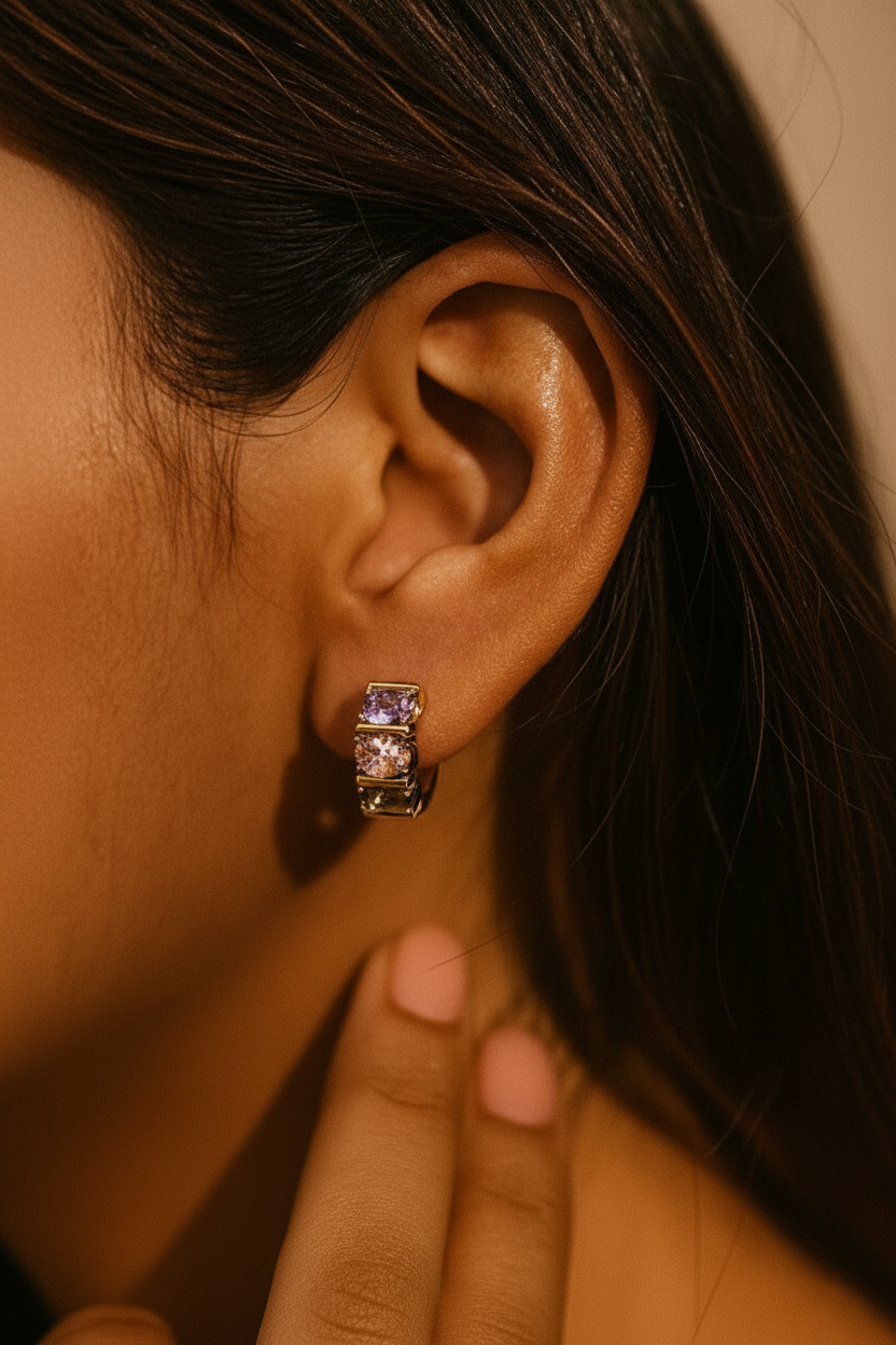 Blush Luxe 24K Gold Plated Zircon Earrings - Elegant Gold Zircon Jewelry for Women, Premium Brass Earrings