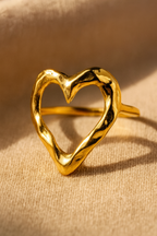 Molten Heart 18K Gold Plated Adjustable Ring