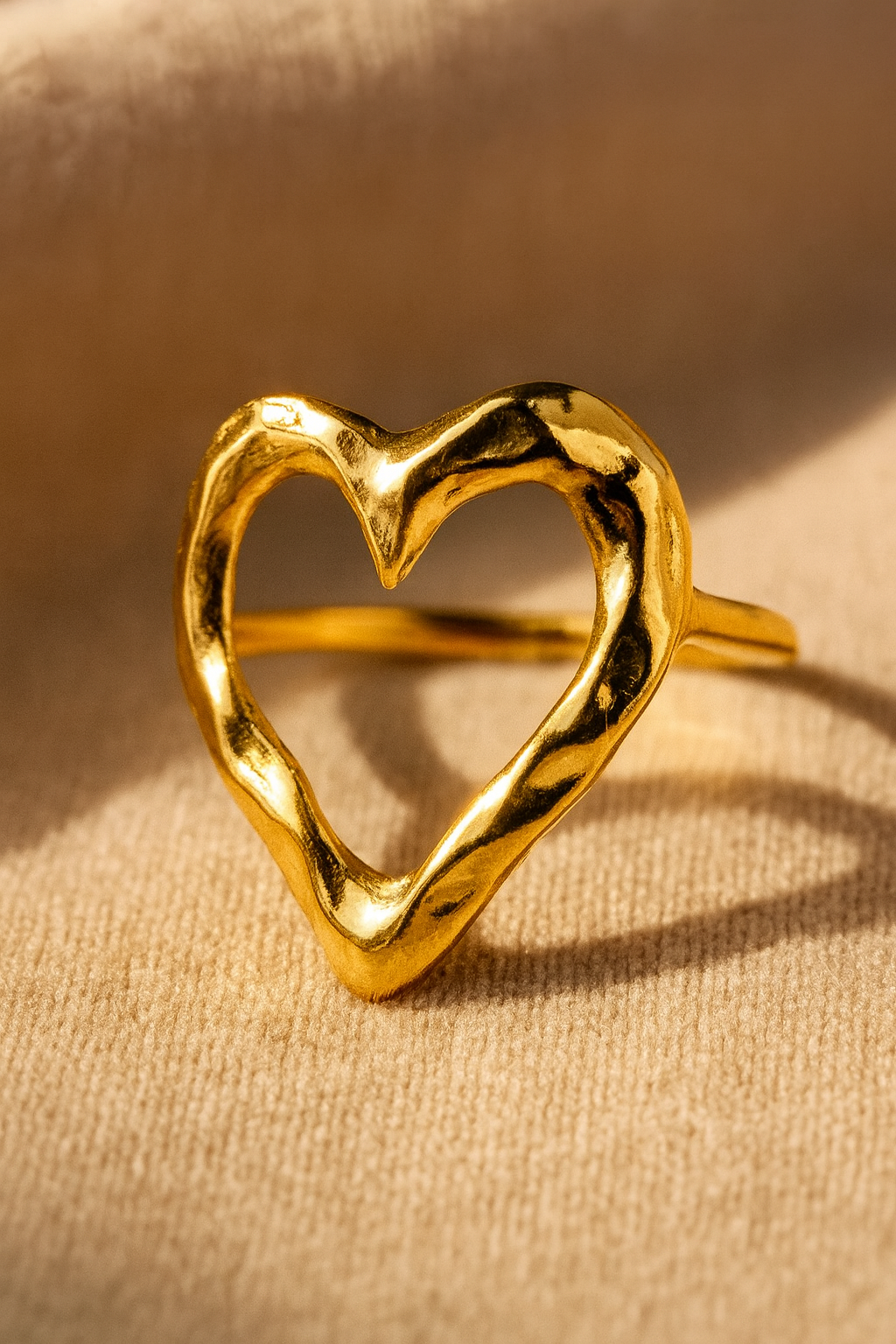 Molten Heart 18K Gold Plated Adjustable Ring