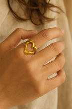 Molten Heart 18K Gold Plated Adjustable Ring